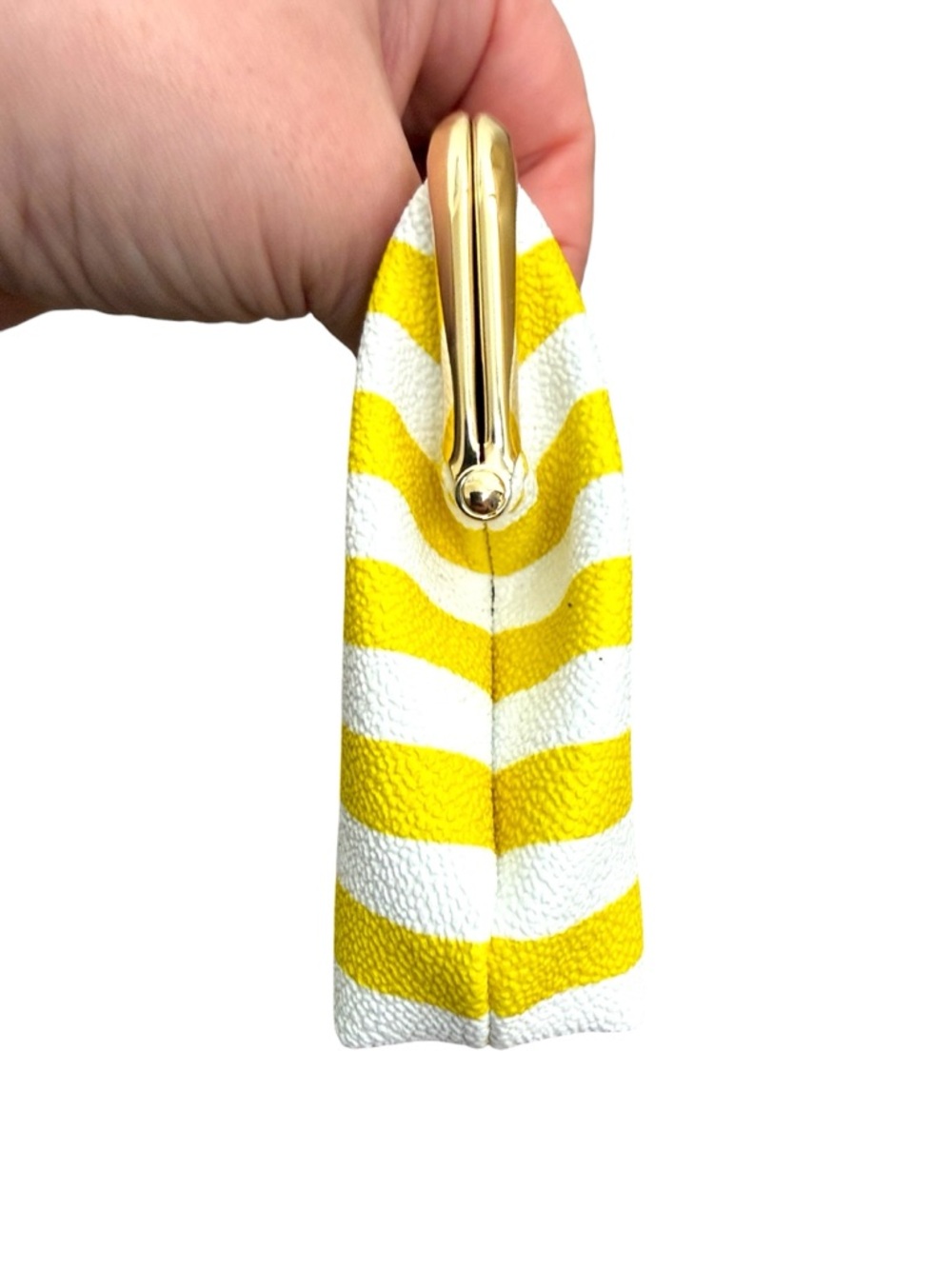 Dooney & Bourke Yellow White Stripe Kisslock Coin Purse Wallet - Picture 7 of 12
